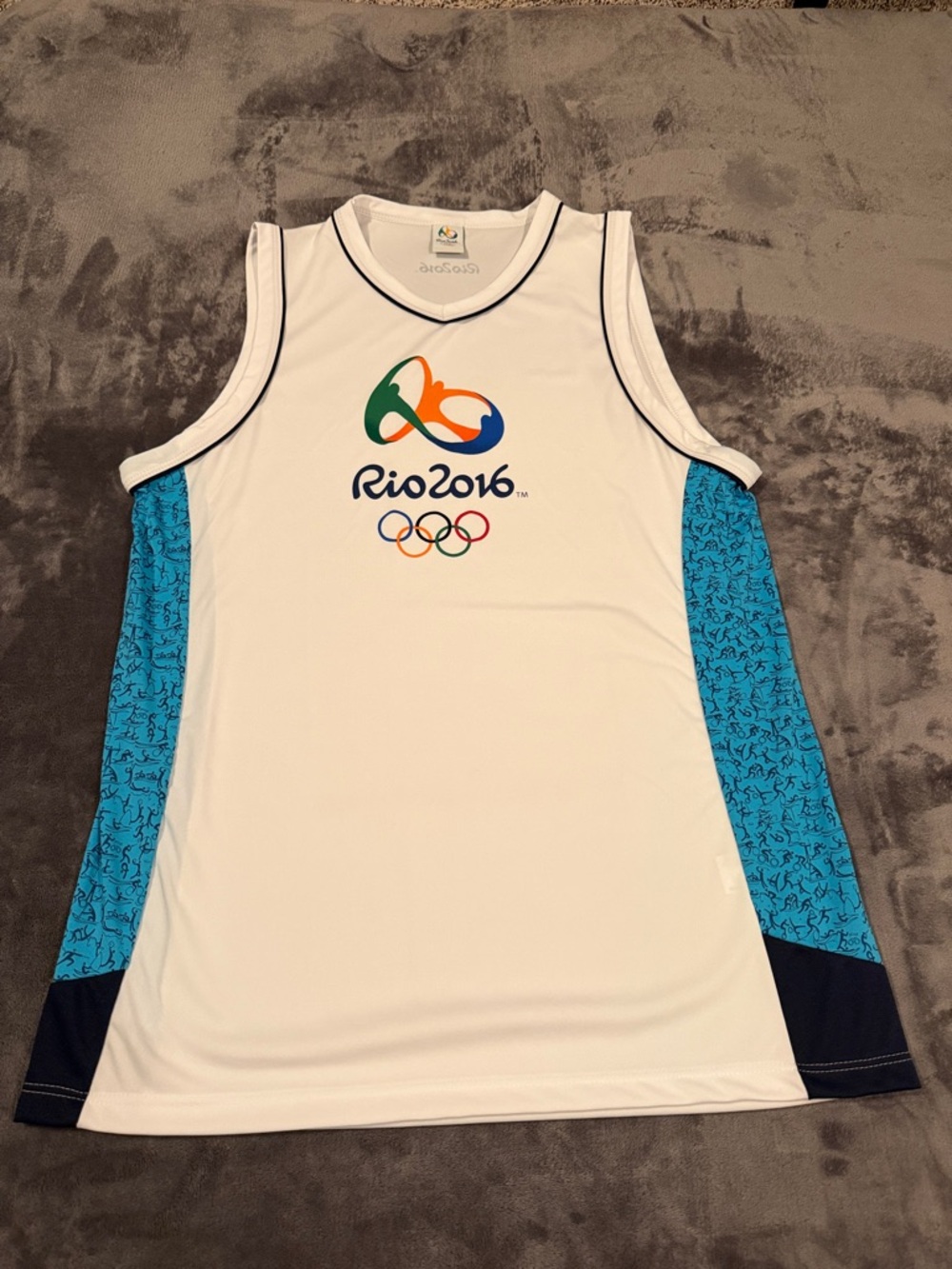 Rio 2016 Olympic Sleeveless Team Tank Top - White with Blue Panels